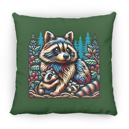 Woodcut Raccoon and Kits - Pillows