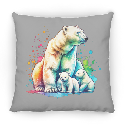 Polar Bear Mom with Cubs - Pillows