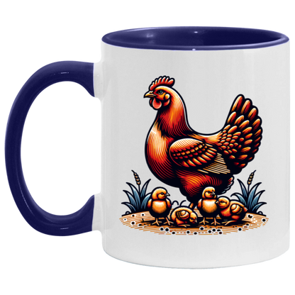 Rhode Island Red with Chicks Block Print Mug