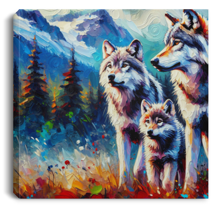 Gray Wolf Family - Canvas Art Prints