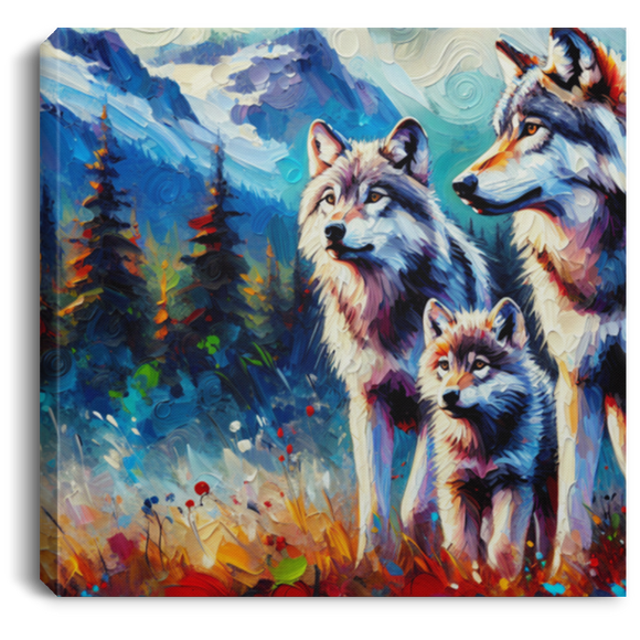 Gray Wolf Family - Canvas Art Prints