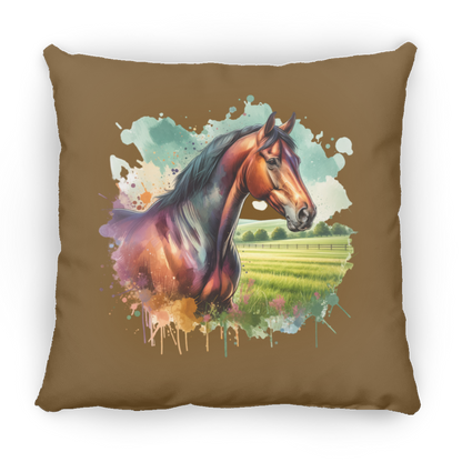 Bay Horse with Field - Throw Pillows