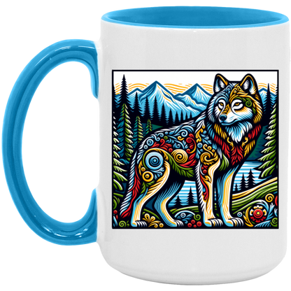 Folk Art Wolf - Mugs