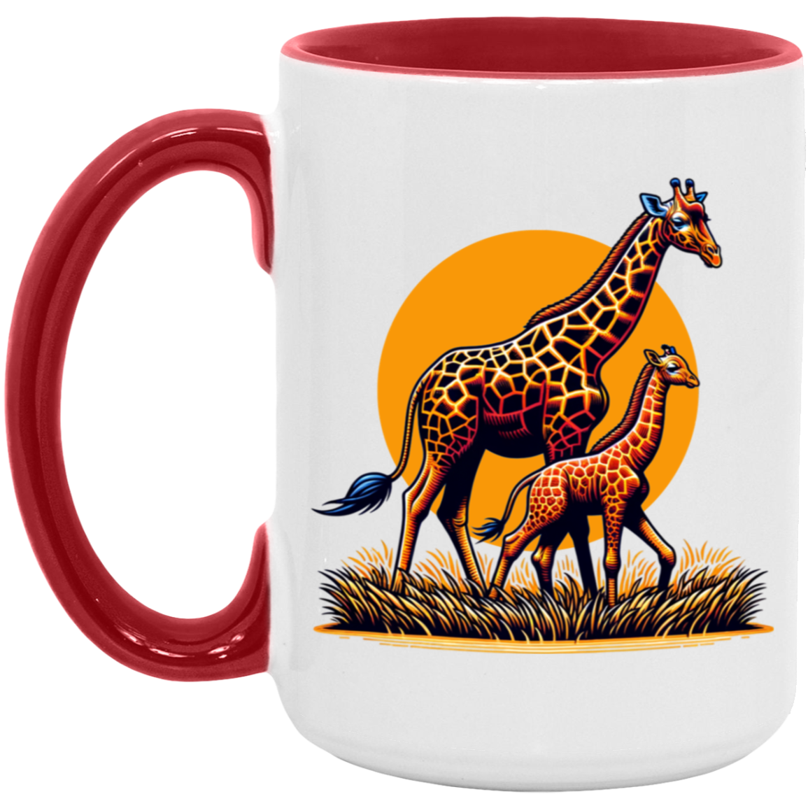 Giraffes with Sun Graphic - Mugs