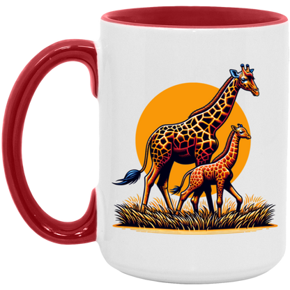 Giraffes with Sun Graphic - Mugs