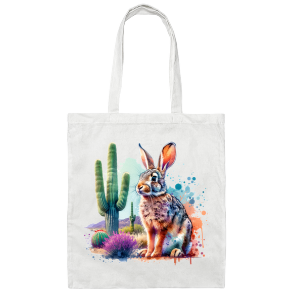 Jackrabbit with Saguaro - Canvas Tote Bag