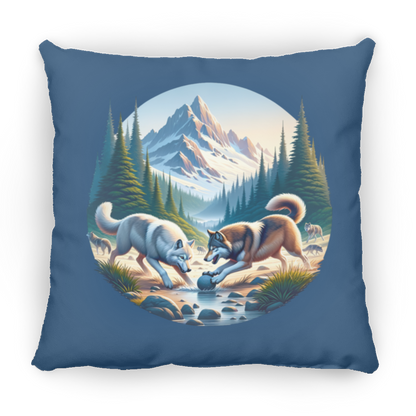Wolves Playing - Throw Pillows