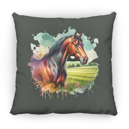 Bay Horse with Field - Throw Pillows