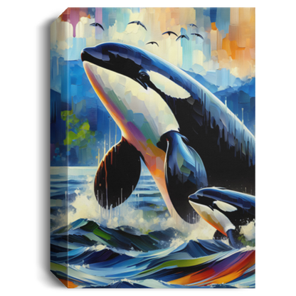 Orca with Baby by San Juan Islands - Canvas Art Prints