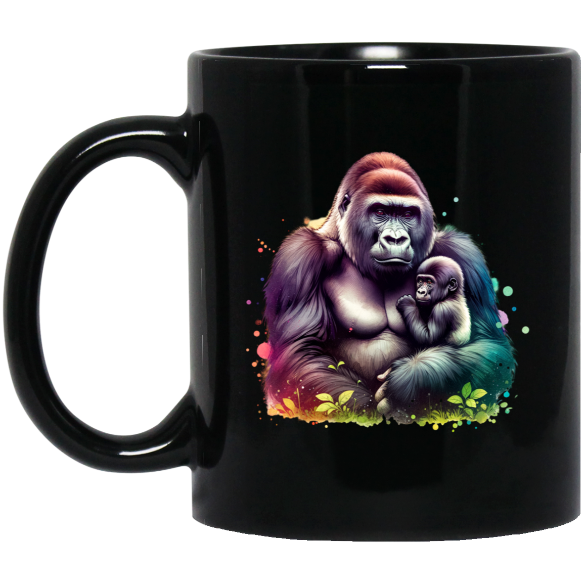 Female Silverback Gorilla with Child - Mugs