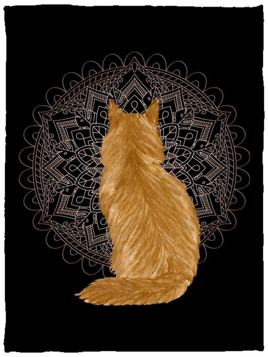 Zen Cat - Longhair Orange Fleece Blankets