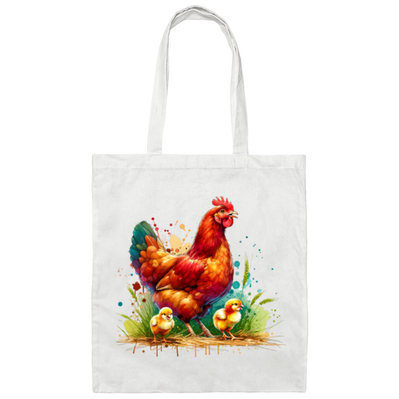 Rhode Island Red Hen with Chicks Canvas Tote Bag