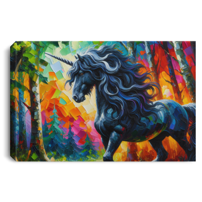 Elegant Black Stallion Unicorn - Canvas Art Prints