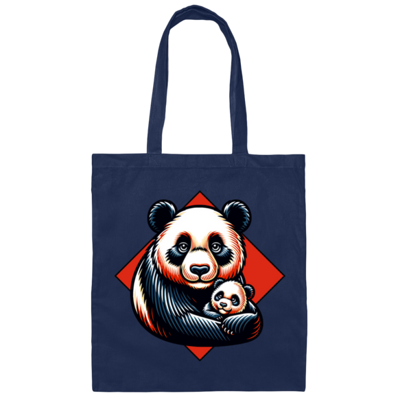 Panda with Baby Graphic Canvas Tote Bag