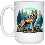 Wolf with 3 Pups Mugs