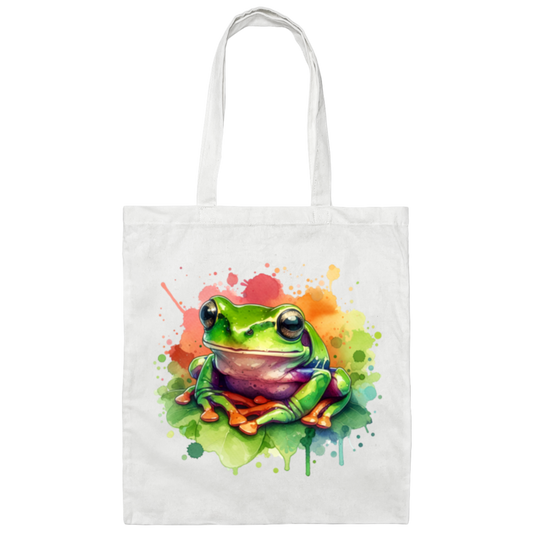 Watercolor Treefrog Canvas Tote Bag