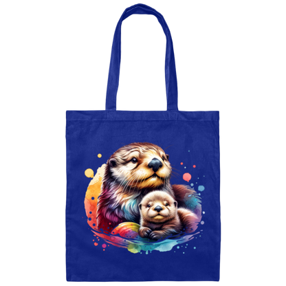 Sea Otter with Baby Canvas Tote Bag
