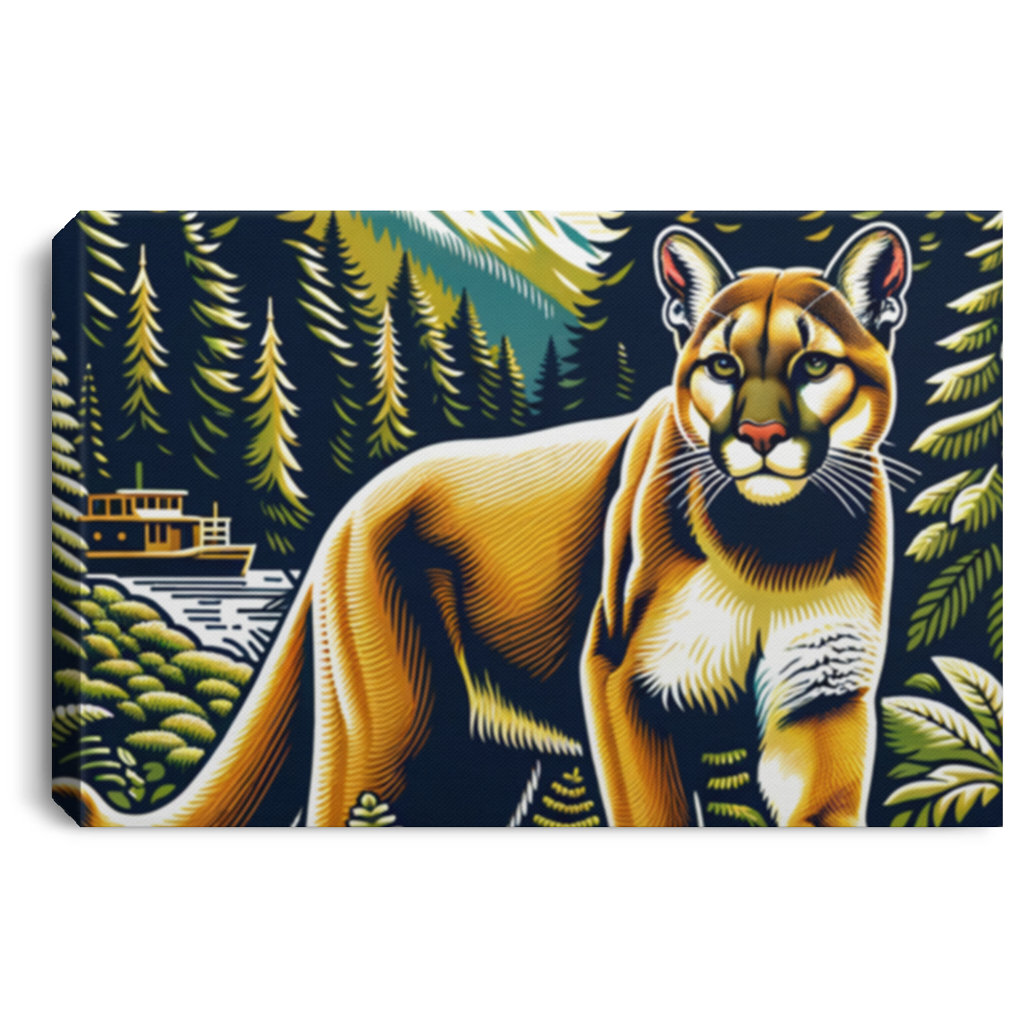 Cougar Vintage Style - Canvas Art Prints