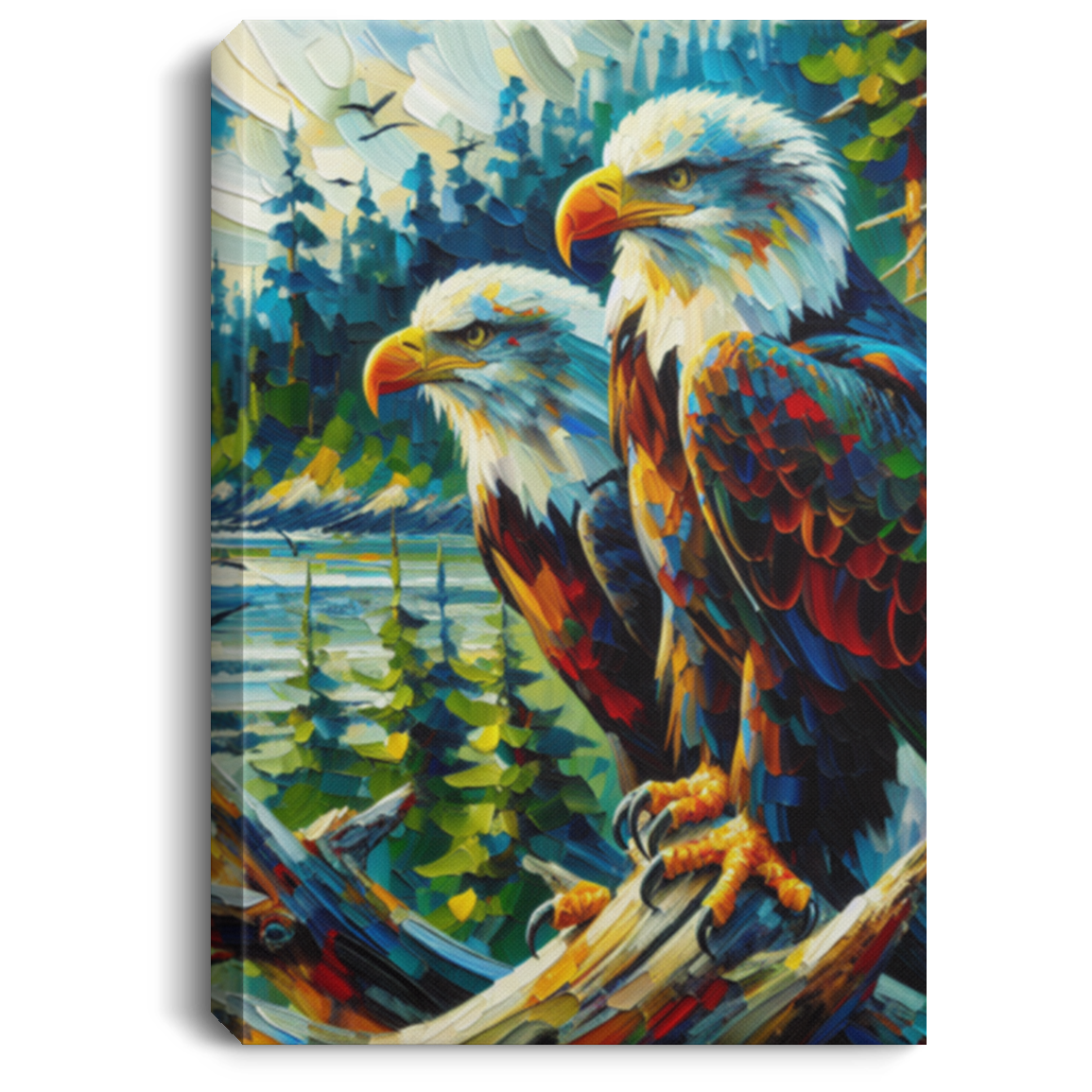 Eagle Pair Near Shore - Canvas Art Prints