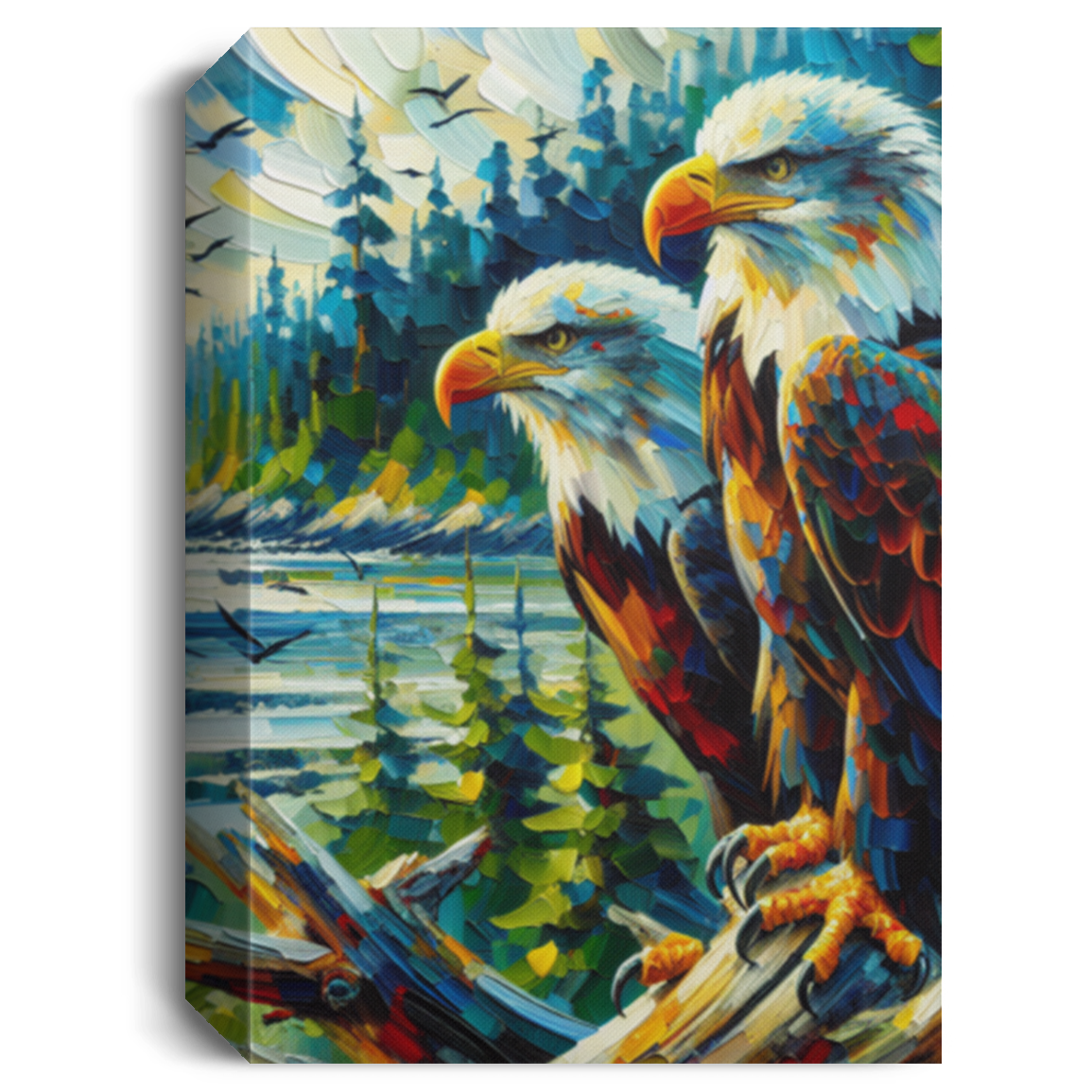 Eagle Pair Near Shore - Canvas Art Prints