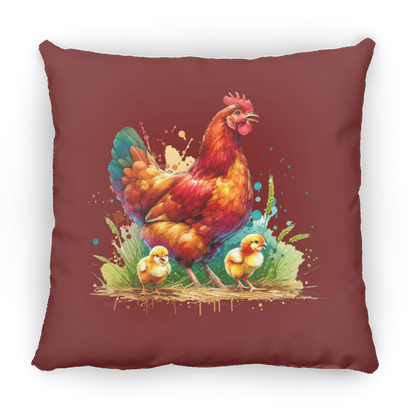 Rhode Island Red Hen with Chicks - Pillows