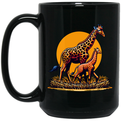 Giraffes with Sun Graphic - Mugs