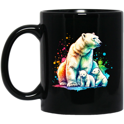 Polar Bear Mom with Cubs Mugs