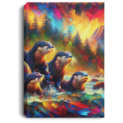 River Otters at Sunset - Canvas Art Prints