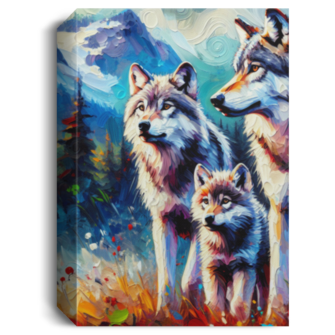 Gray Wolf Family - Canvas Art Prints