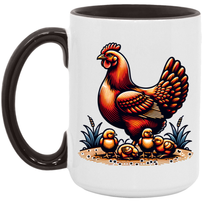 Rhode Island Red with Chicks Block Print Mug