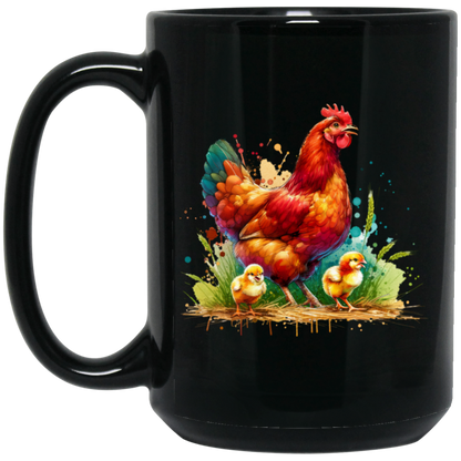 Rhode Island Red Hen with Chicks - Mugs