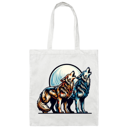 Wolf Pair Howling Canvas Tote Bag