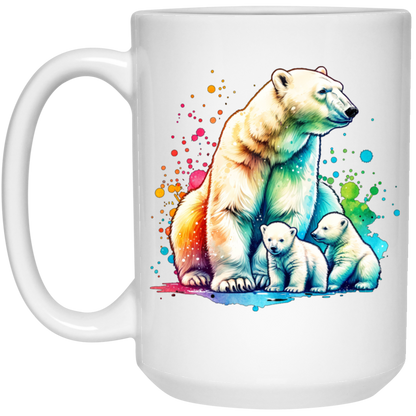 Polar Bear Mom with Cubs Mugs