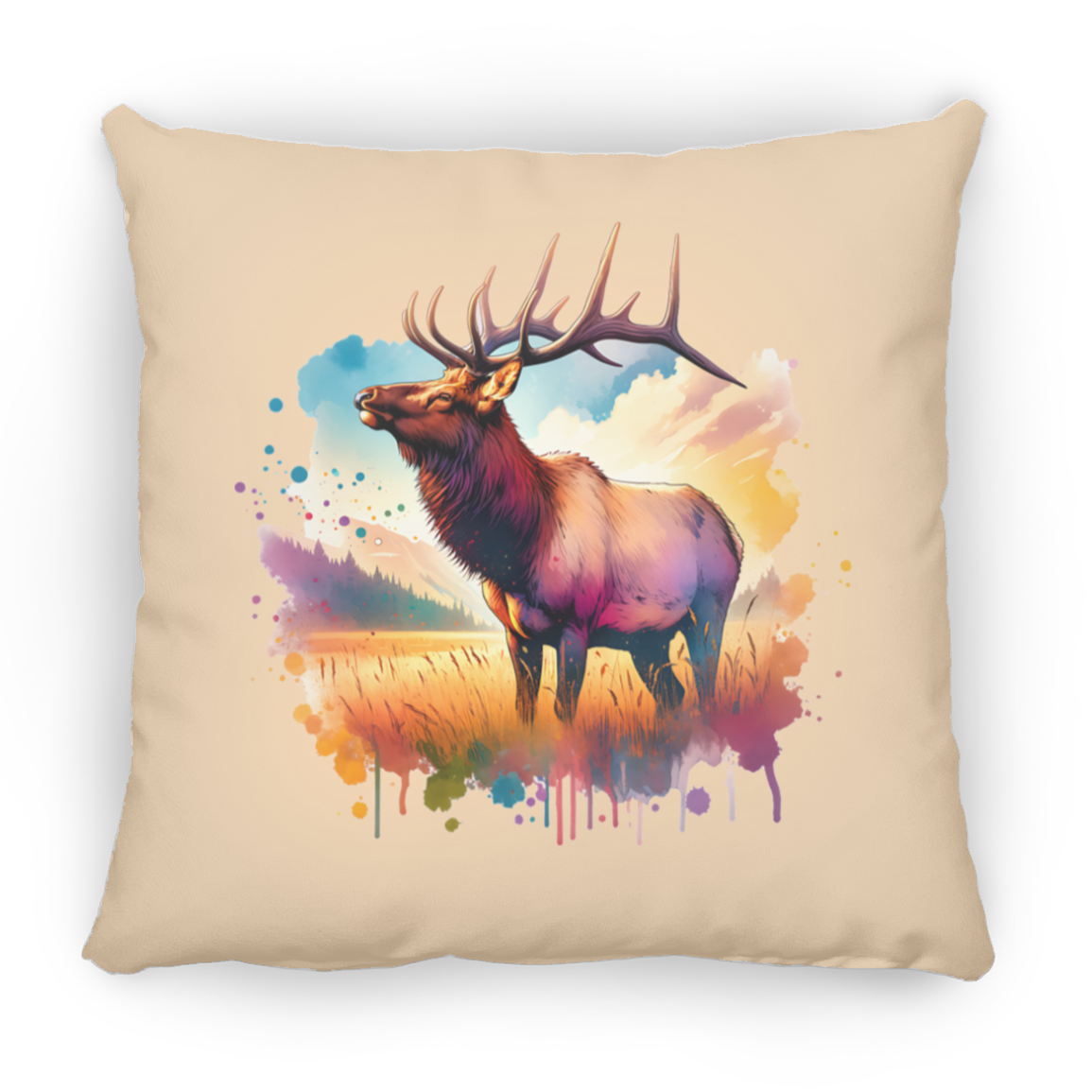 Roosevelt Elk in Field - Throw Pillows