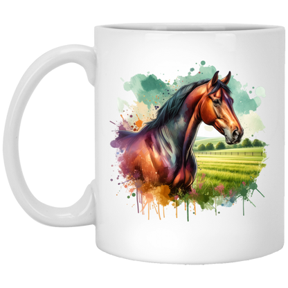 Bay Horse with Field - Mugs