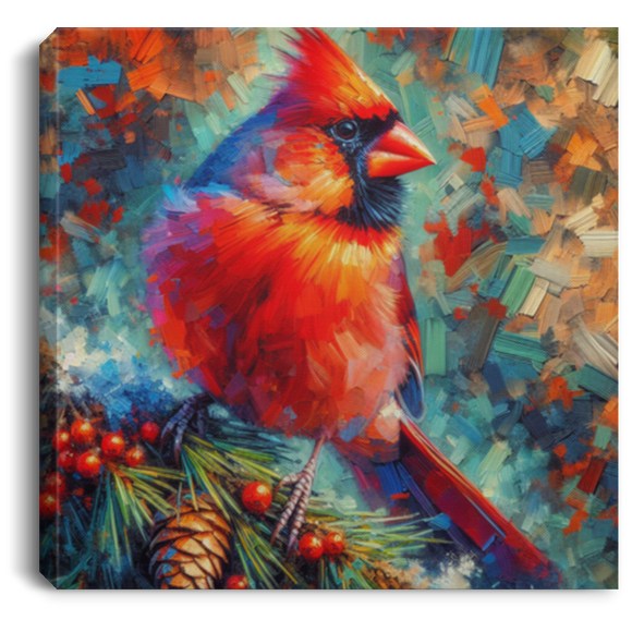 Cardinal with Berries - Canvas Art Prints