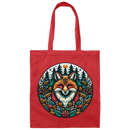 Fox Circle Folk Art - Canvas Tote Bag