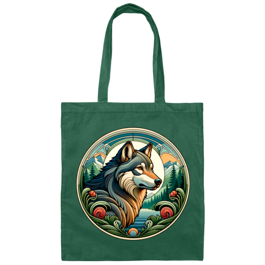Wolf, Art Nouveau Style Canvas Tote Bag