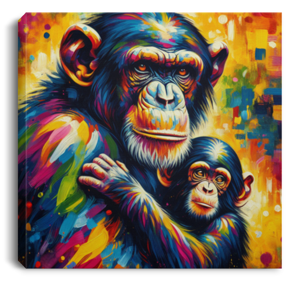 Chimpanzee with Baby Chimp - Canvas Art Prints