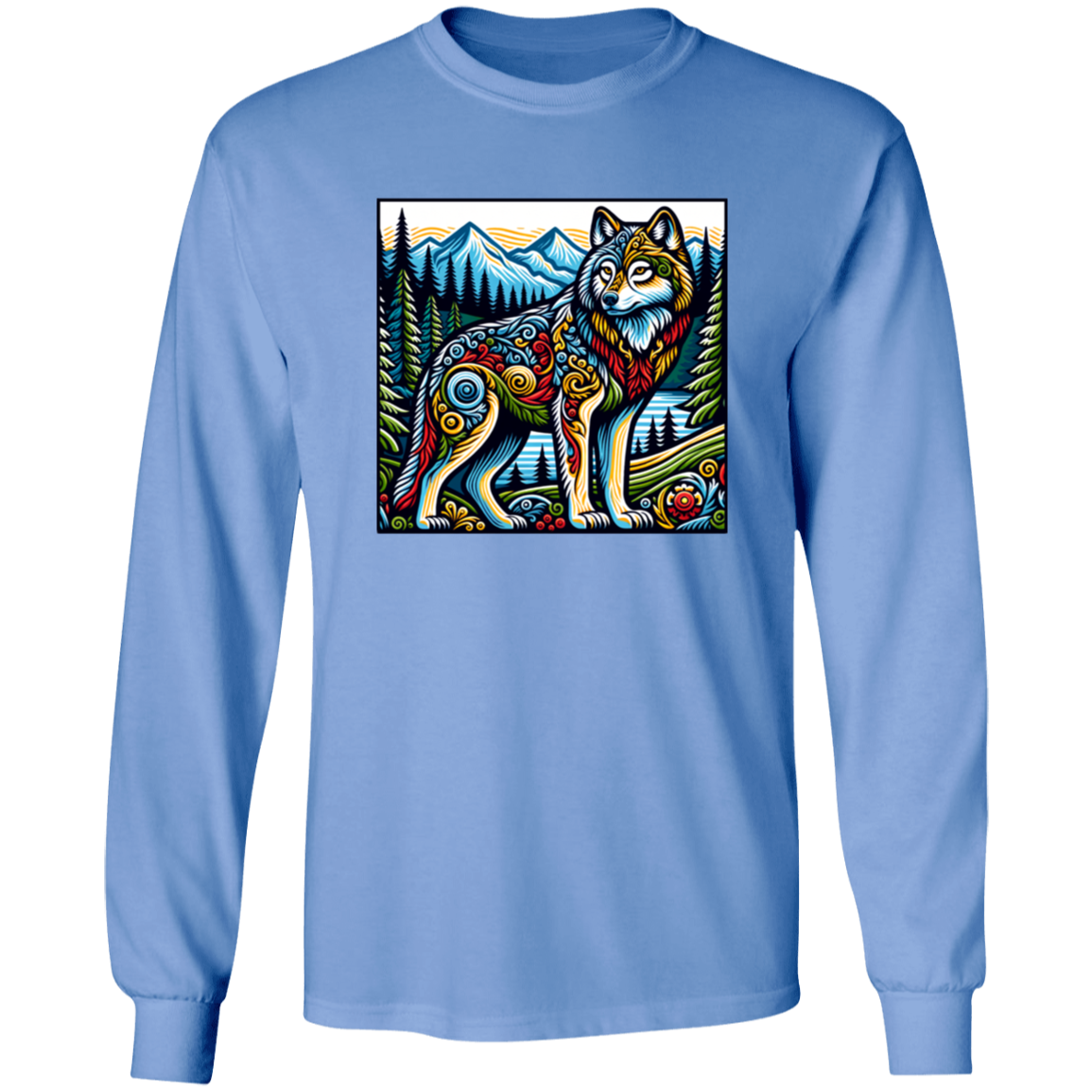 Folk Art Wolf - T-shirts, Hoodies and Sweatshirts