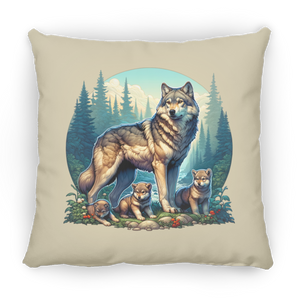 Wolf with 3 Pups Pillows