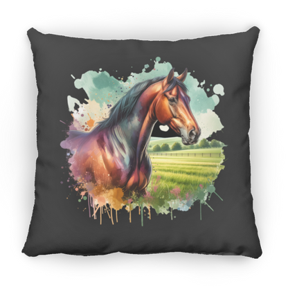 Bay Horse with Field - Throw Pillows