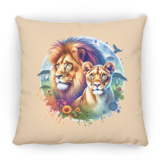 Lion and Lioness Watercolor - Pillows