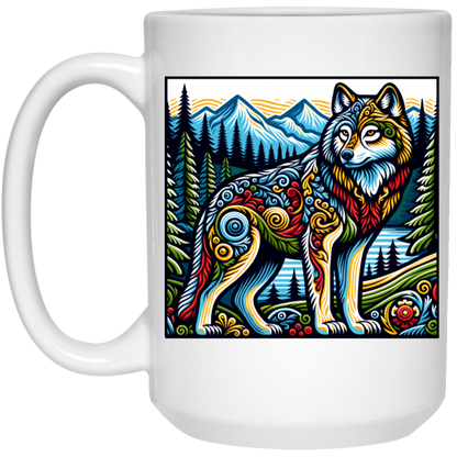 Folk Art Wolf - Mugs