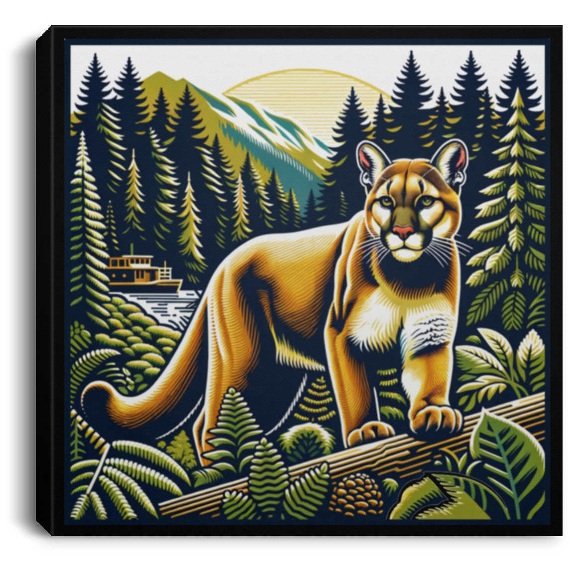 Cougar Vintage Style - Canvas Art Prints