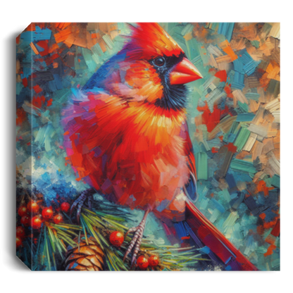 Cardinal with Berries - Canvas Art Prints