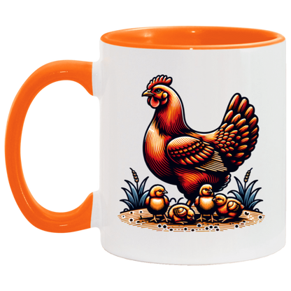 Rhode Island Red with Chicks Block Print Mug