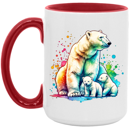 Polar Bear Mom with Cubs Mugs