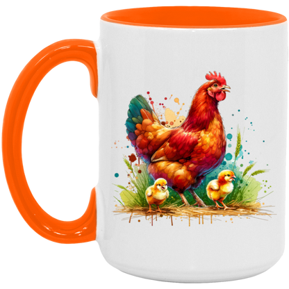 Rhode Island Red Hen with Chicks - Mugs