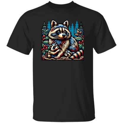 Woodcut Raccoon and Kits - T-shirts, Hoodies and Sweatshirts